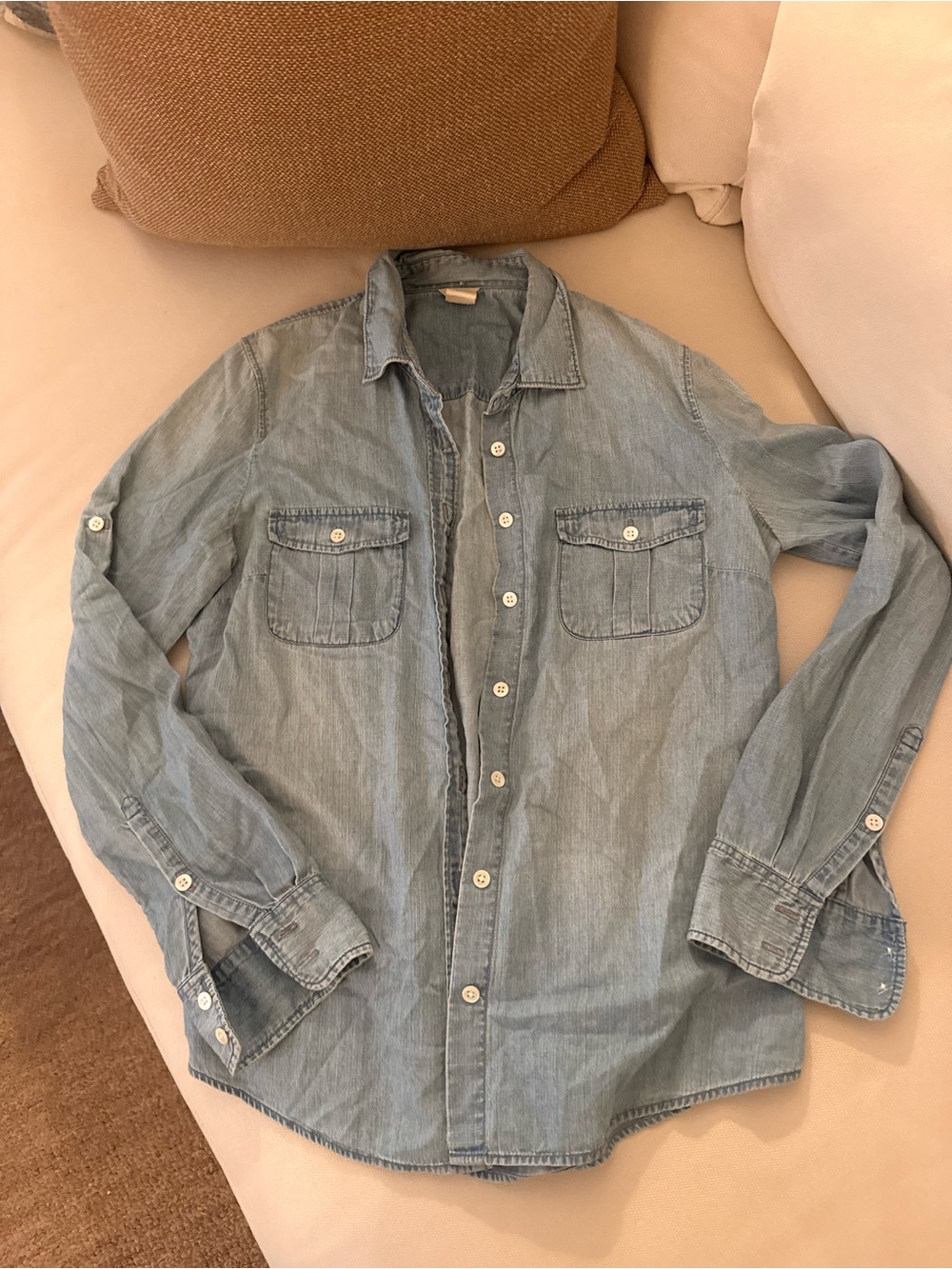 J Crew Women’s Light Blue Denim Button-Down Shirt